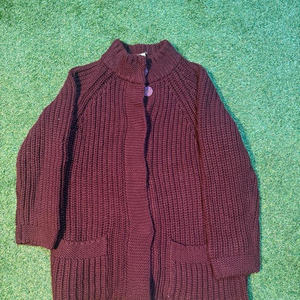 Talbots Petites Burgundy Chunky Knit Cardigan – Size MP